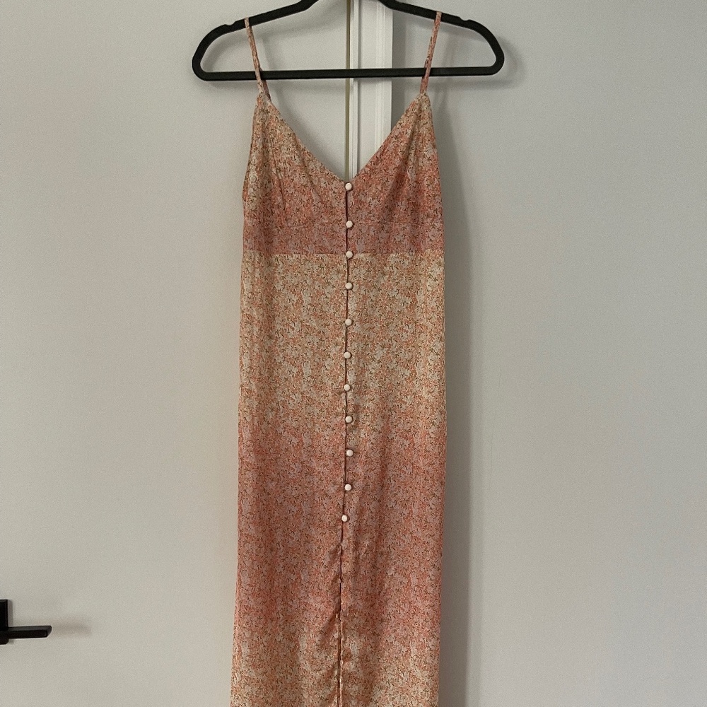 Zara Floral Pink and Orange Midi Dress